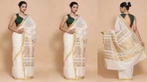 white saree set